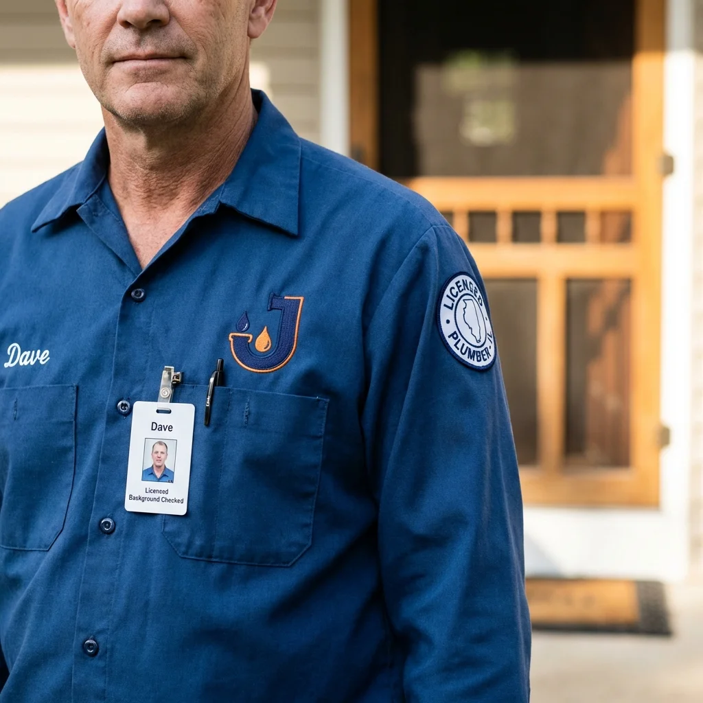 Licensed plumber showing ID badge in Tennessee Ridge, TN