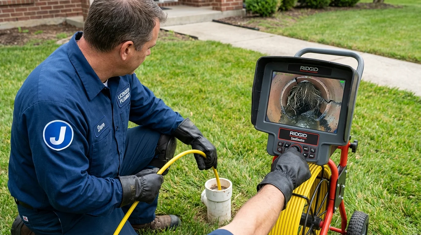 Sewer camera inspection being performed by Johns Plumbing LLC in Tennessee Ridge