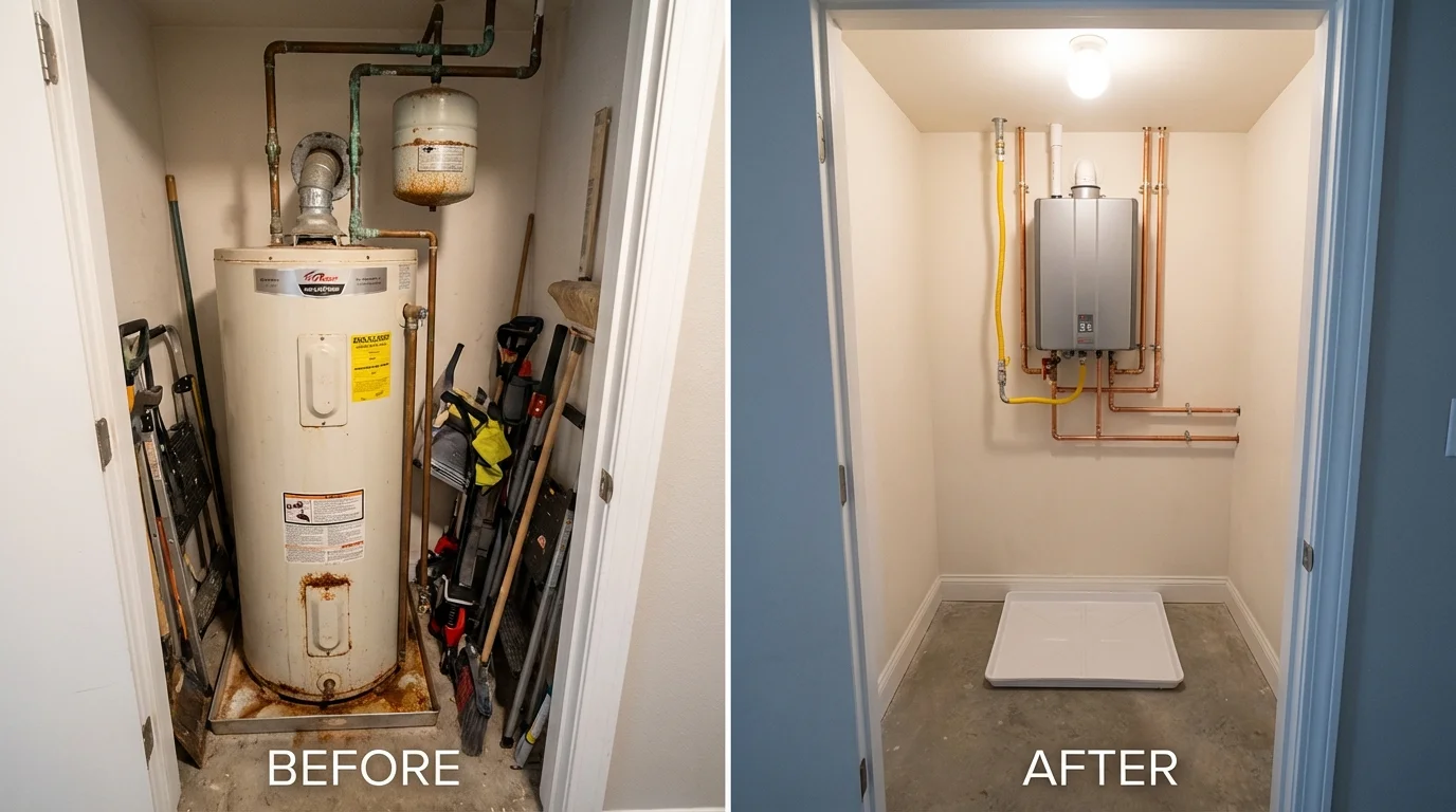 Tank water heater versus wall-mounted tankless unit comparison for Tennessee Ridge, TN homeowners